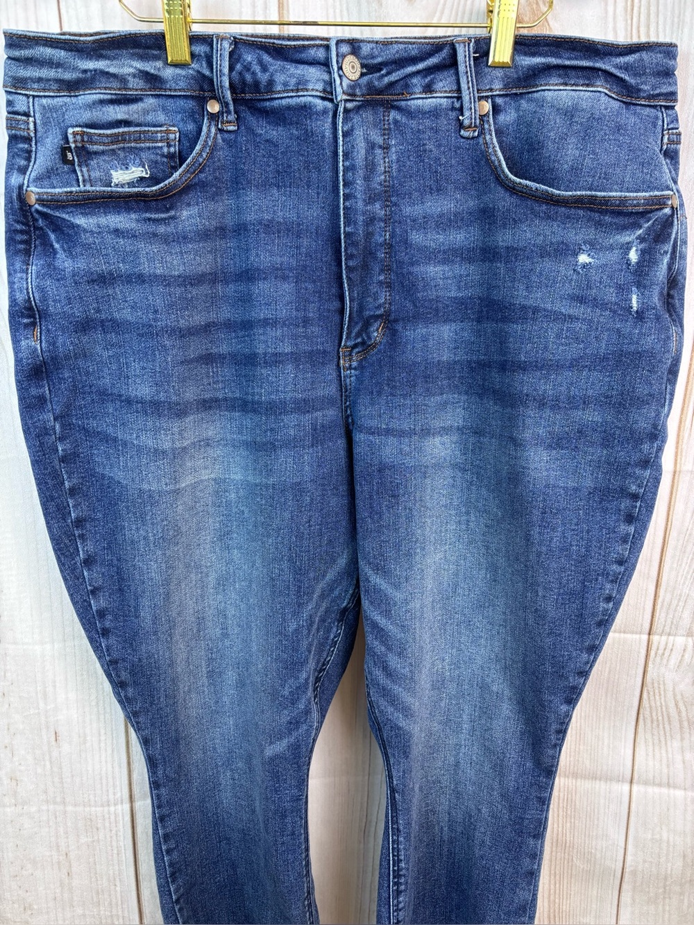 Judy Blue Skinny Fit Jeans Hi-Rise Stretchy Distressed Raw Hem Blue Denim Sz 20W - Picture 3 of 15